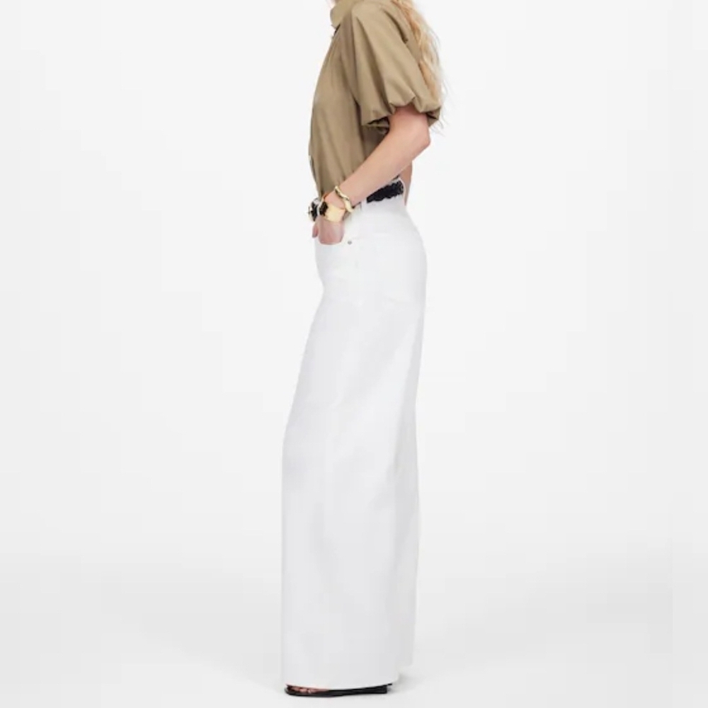 Madewell White High-Waist Wide-Leg Shorts
